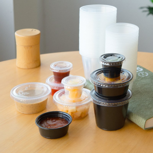 china plastic sauce cup portion container transparent clear 1oz 1.5oz factory (复制)