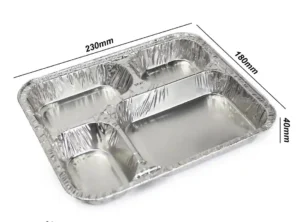 4 compartment disposable aluminum foil food container takeaway foil tray